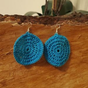 *One-of-a-kind* Hand crochet earrings, blue
